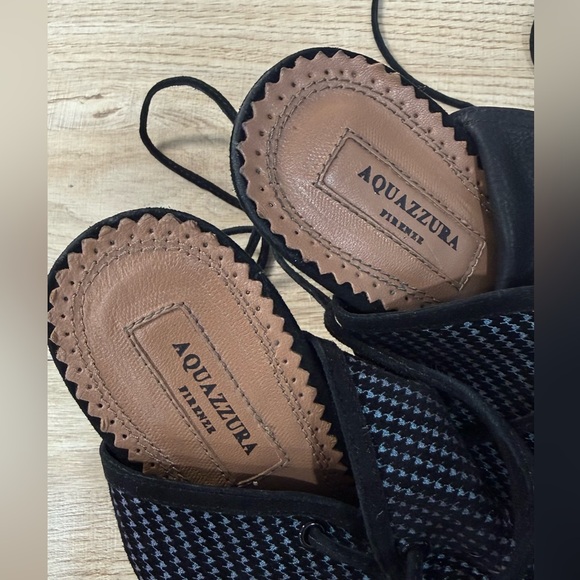 Aquazzura Black and Blue Houndstooth Heels - Picture 3 of 8